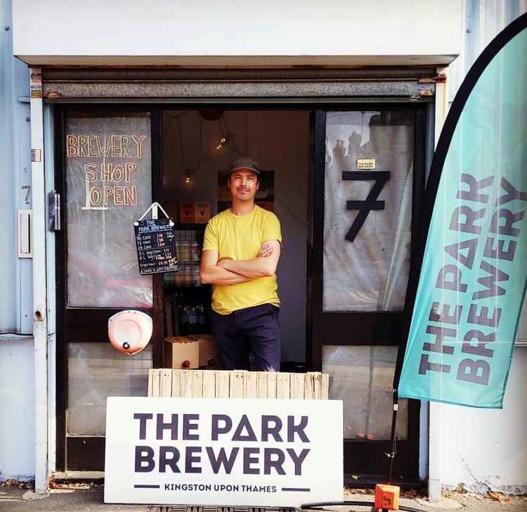Josh outside the Brewery's tap room and shop on Hampden Road