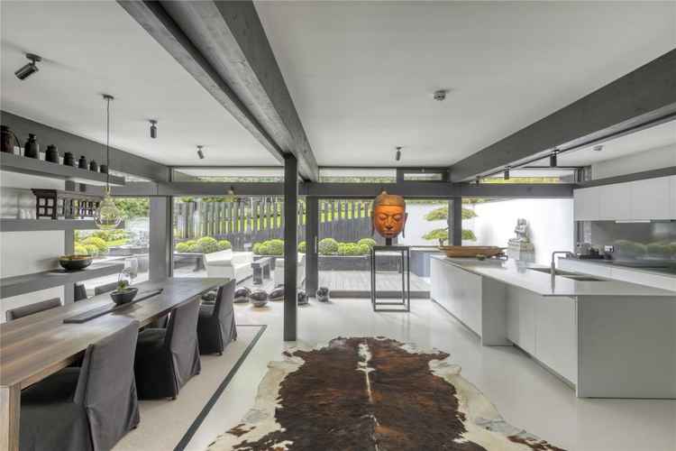 Inside the ultra-modern kitchen and dining area