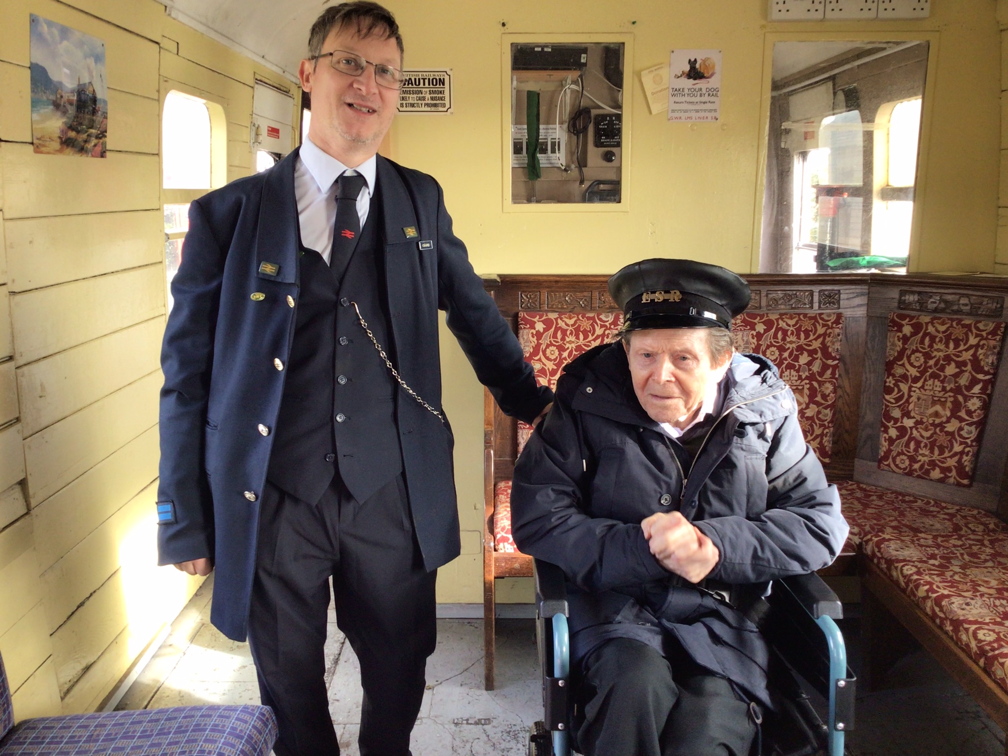 Resident Garth with a train driver 