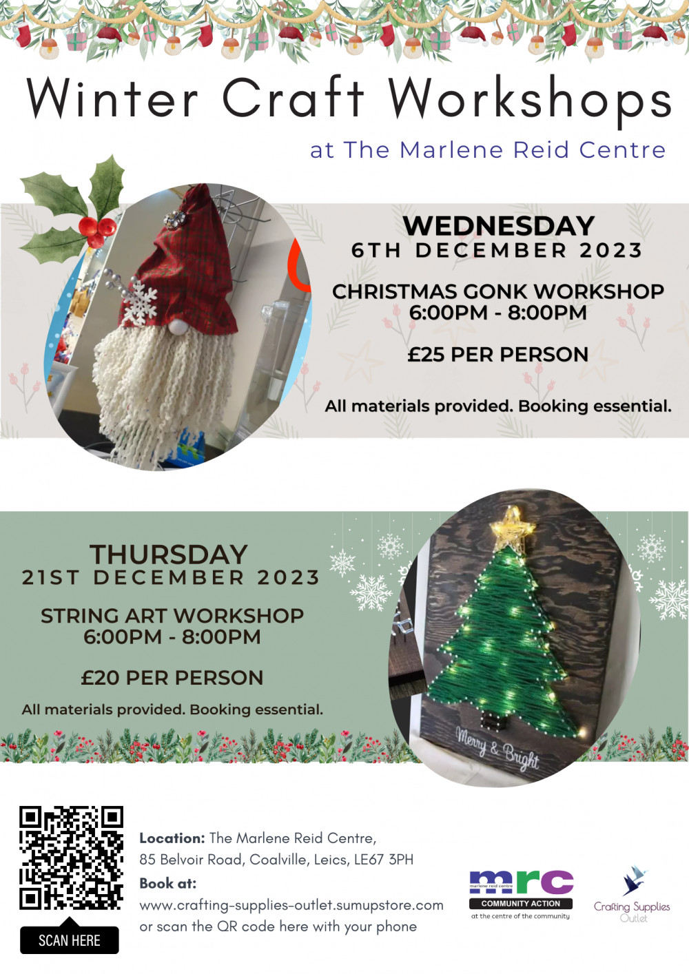 Christmas Gonk Workshop at The Marlene Reid Centre, 85 Belvoir Road, Coalville