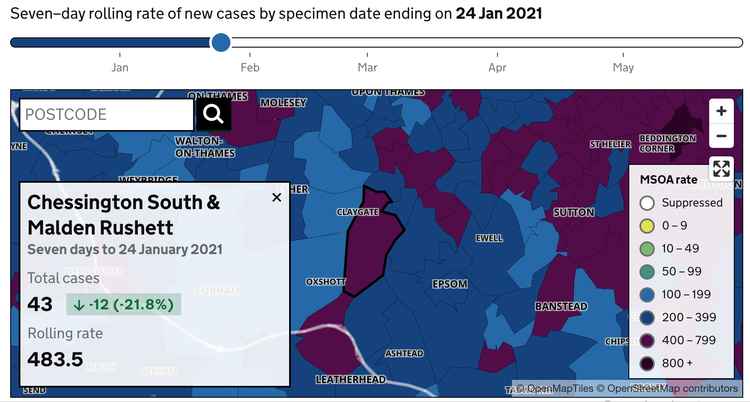 Current infection levels in the postcode are now at levels last seen in January 2021