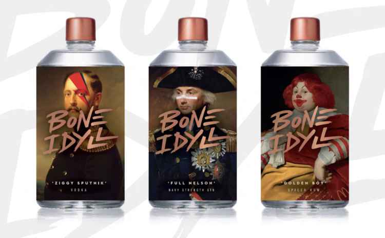 Designs for the distillery's Bone Idyll bottles