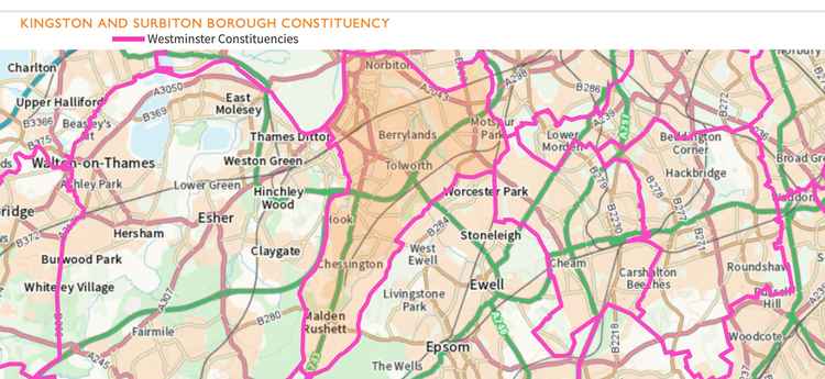 This Ordnance Survey election map shows Kingston and Surbiton's current boundaries without the proposals / Ordance Survey Election Maps