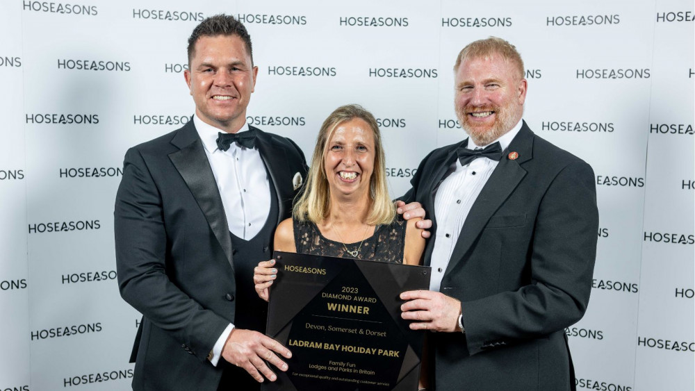 L to R: Luke Hansford of Hoseasons, Lisa Spickett and Steve Harper Smith of Ladram Bay Holiday Park (Hoseasons)