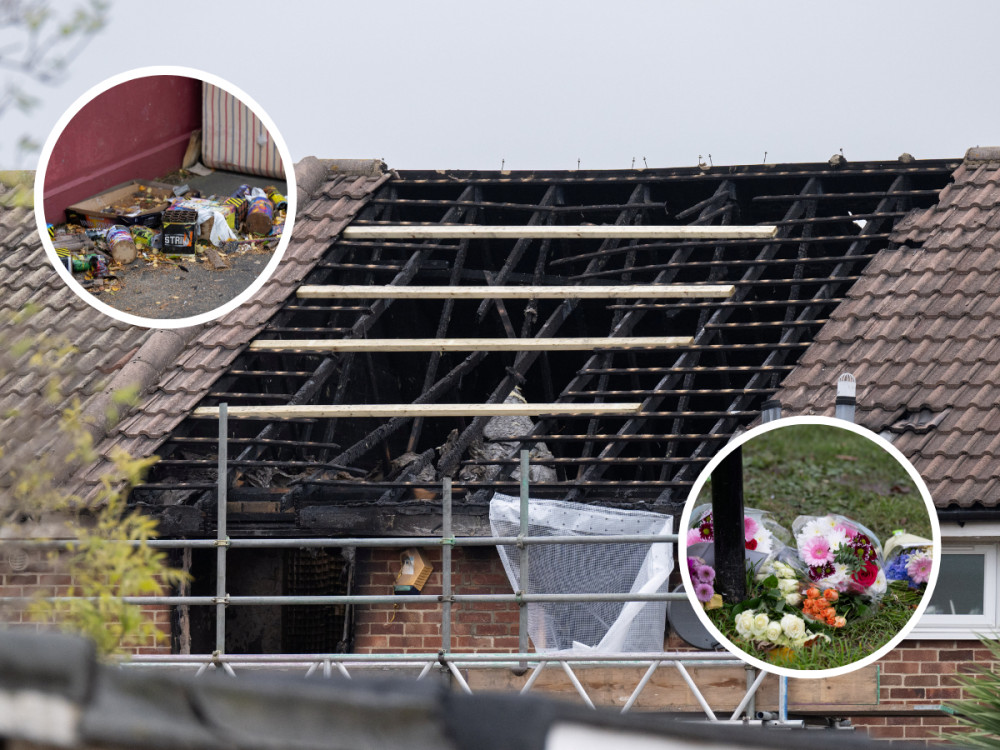 The back of a resident's home in Hounslow has a view of the house on Channel Close which burned down at night on Sunday, 13 November (credit: SWNS).