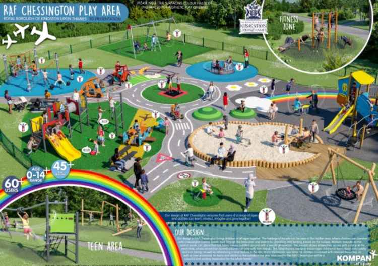 Designs for the RAF Chessington playground improvements - residents were asked for their views in a November 2020 consultation (Credit: Kingston Council)