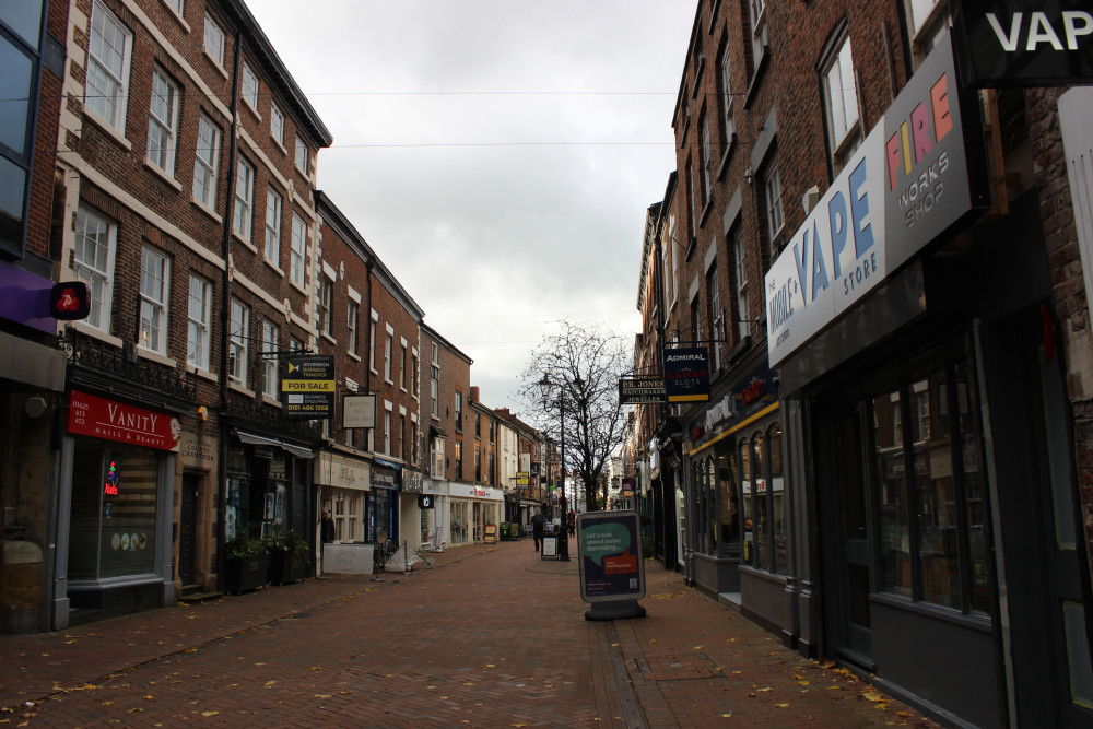 Businesses on Chestergate in Macclesfield. (Image - Macclesfield Nub News)