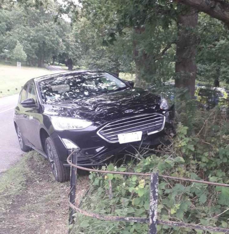 The dramatic photo of the crash on Dark Hill in Richmond Park (Credit: Royal Parks Police)