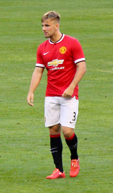 Luke Shaw in his Manchester United kit. Shaw was born in Kingston upon Thames - and is likely to be representing England this Sunday! (Credit: Matt Janzer)