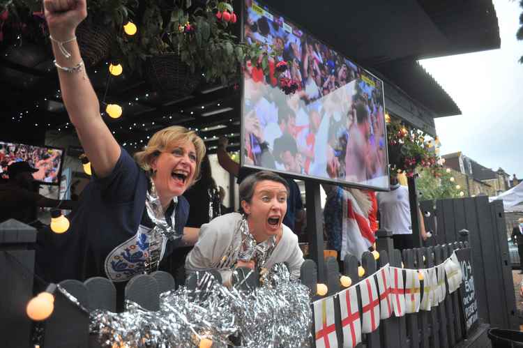 Fans react with joy at the Oak pub in Kingston (Credit: Ollie G Monk)