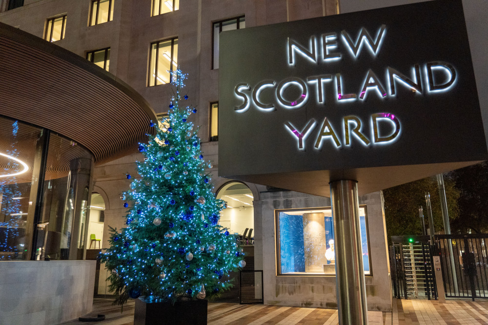 Yesterday, 21 November, the Met Police kicked off Christmas with its light switch outside of New Scotland Yard (credit: Met Police).