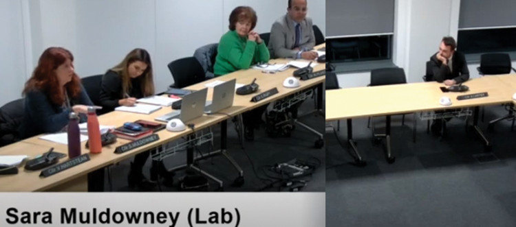 Cllr Sara Muldowney (left) questioned portfolio holder Cllr Sdam Carter. The first 20 minutes of the embedded video highlight their comments at committee. 