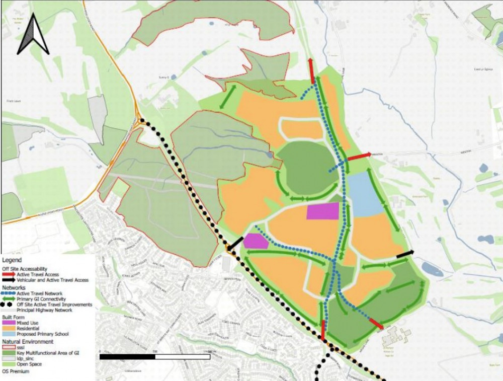 An initial illustrative plan of key site 1 in north east Barry which could be used to deliver thousands of homes.