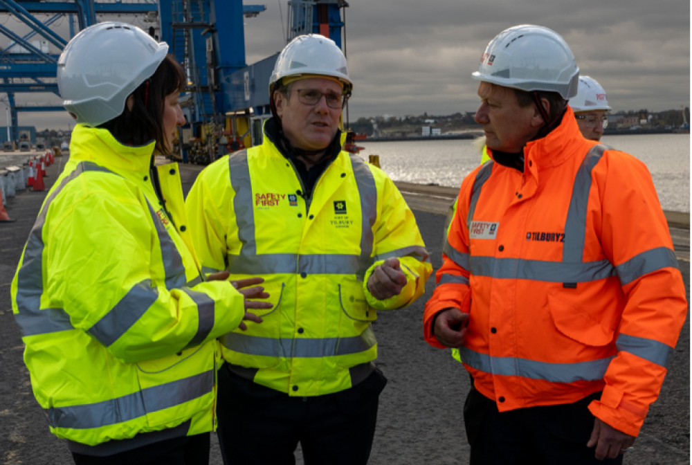 Labour Leader, Sir Kier Starmer and the Shadow Chancellor, Rachel Reeves with Charles Hammond OBC, Chief Executive of Forth Ports at the Port of Tilbury.