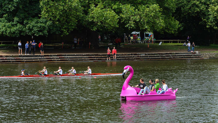 There's a late entry by a pink flamingo pedalo (Credit: Ollie G Monk)