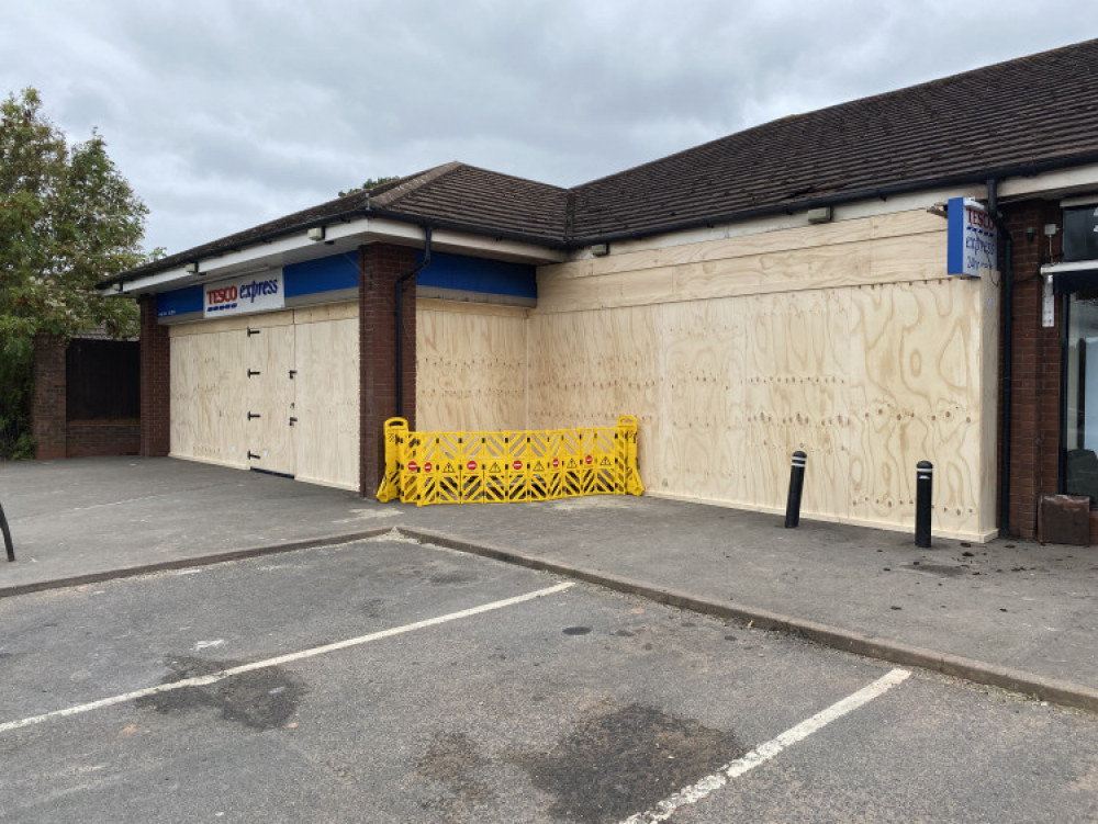 Kenilworth's Tesco Express has remained closed since the arson incident on September 30 (image by James Smith)