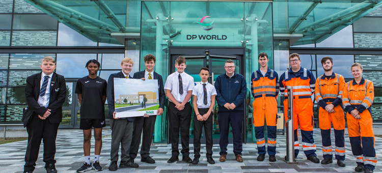 Gateway Academy students and apprentices at DP World's London Gateway HQ. 