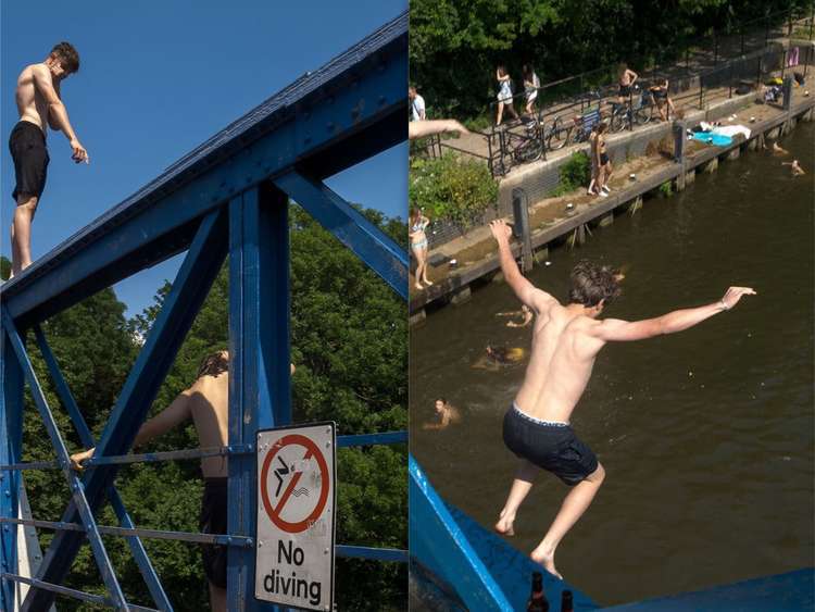 Young people continue to jump off the bridge despite the dangers (Image: Ollie G Monk)