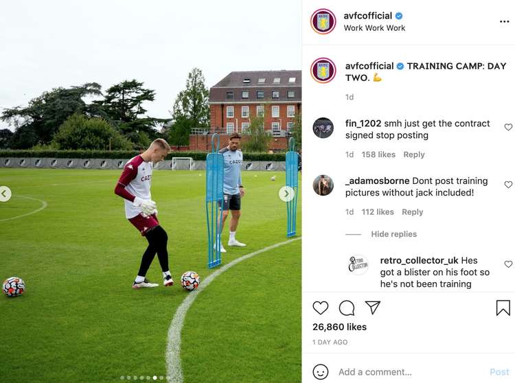 Fans have been speculating about England player Jack Grealish's contract with the club - and Grealish was spotted at the camp in a video
