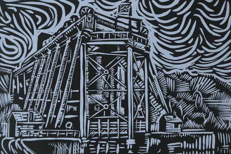 'Anderton Lift -  Lino Cut' by David Atherton