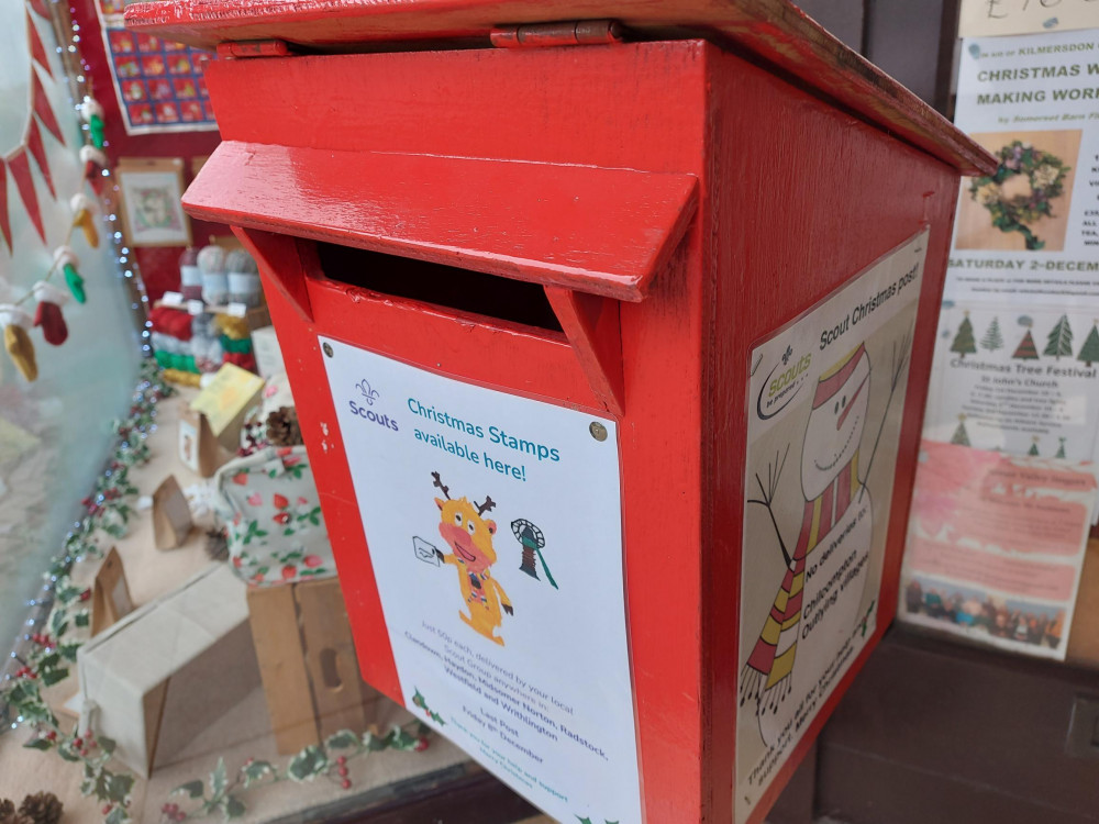 The post box outside Rose Crafts on Midsomer Norton High Street