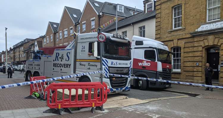 Old London Road was cordoned off using police tape as the van was rescued (Image: Jack Fifield)
