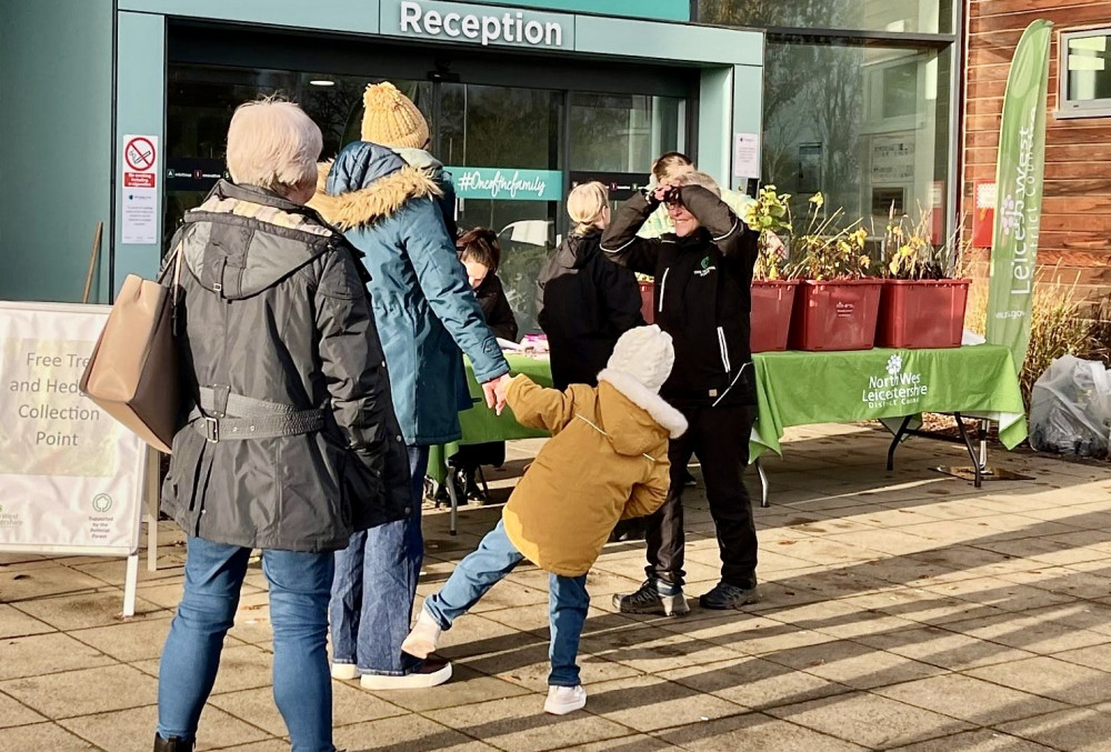 Residents queuing at SMB College Group’s Stephenson Campus, Coalville. Photo: North West Leicestershire District Council