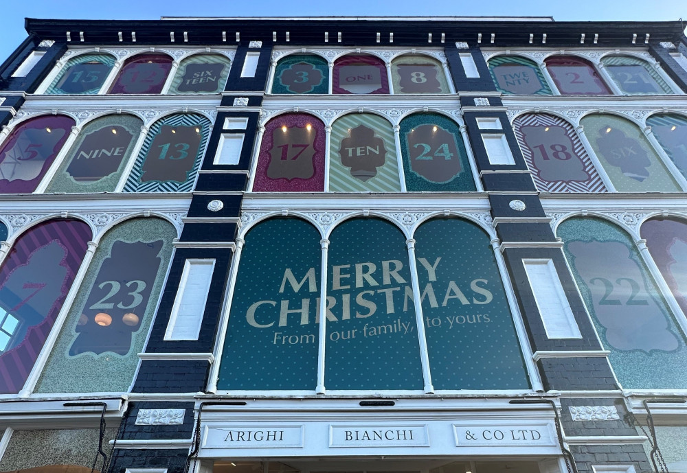 Arighi Bianchi's giant advent calendar. The festive decorations took five days to put up. 