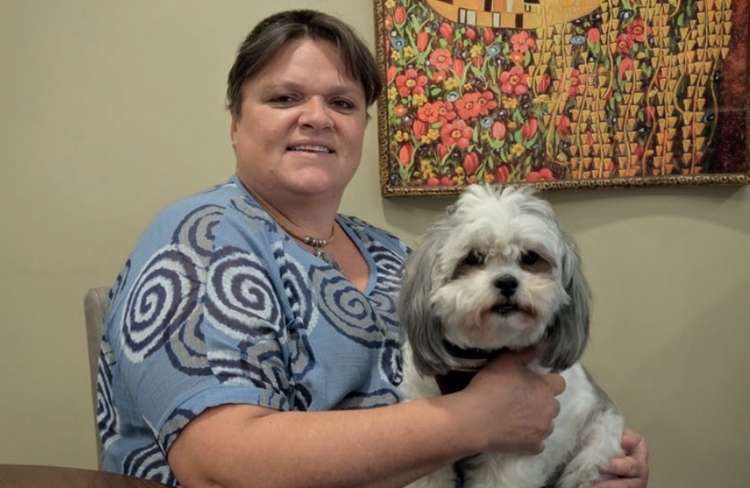 Coombe Hill Manor manager Sonya Fenwick with her adorable dog ragamuffin (Image courtesy of Coombe Hill Manor)