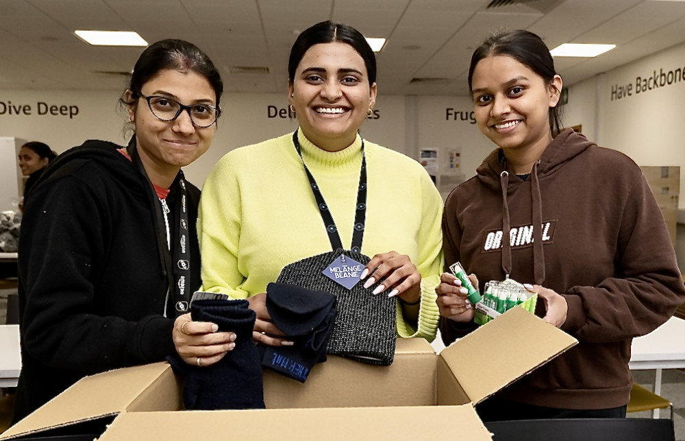 Left to right, Nimisha Panchal, Tejaswin Naendra, Nandani Ganesh