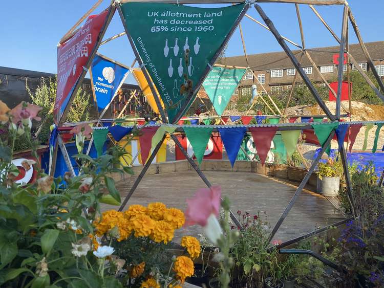 The beautiful 'Crop-Ups' garden at Tolworth Station is cheering up Kingston residents (Image: The Community Brain)