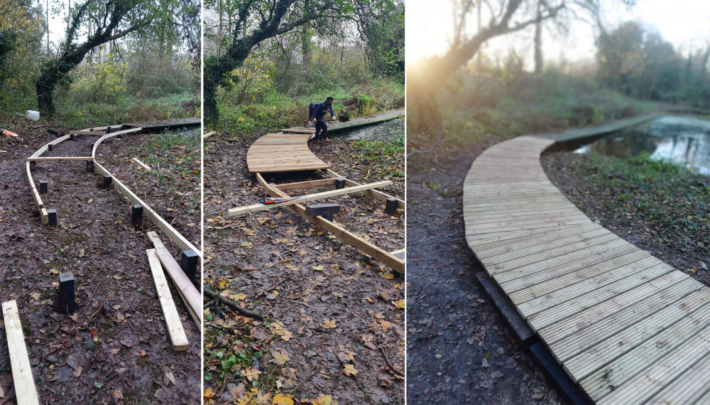 Before and after at the boardwalk at Snibston in Coalville. Photos: Supplied