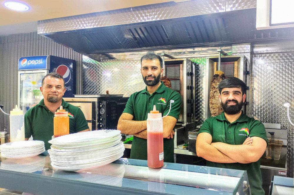 Kurdish Restaurant, Market Street, owned and managed by Sadir (centre), officially opened on Tuesday 28 November (Ryan Parker).