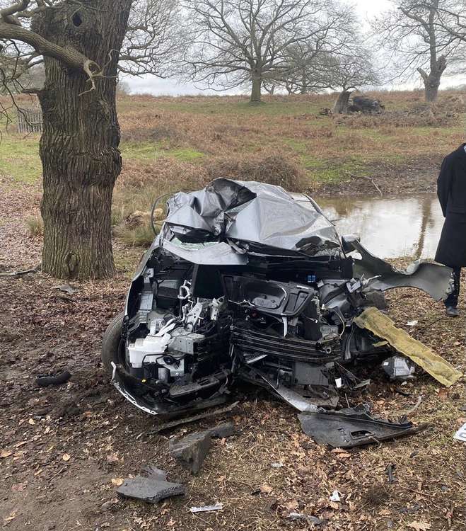 Wreckage of the black Nissan (Image: Royal Parks Police)