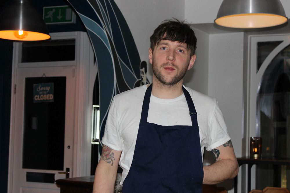 Chef and SAVAGES Mussel Bar Owner Jamie Savage, inside his new restaurant. (Image - Macclesfield Nub News)