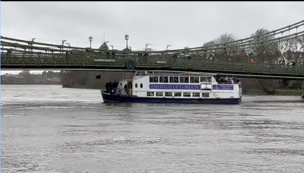 A boat crashed into Hammersmith Bridge. (Photo Credit: Mortlake Brewery).