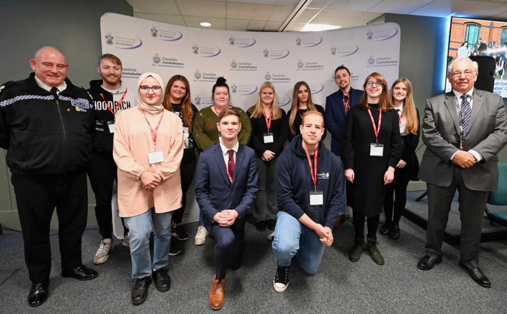 The Youth Committee with the Deputy Chief Constable and Police and Crime Commissioner. Image credit: Police and Crime Commissioner for Cheshire.