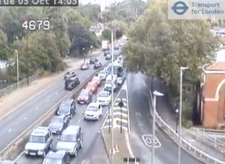 A TFL feed shows queuing traffic near the stretch of Kingston A3 (Image: Transport for London)