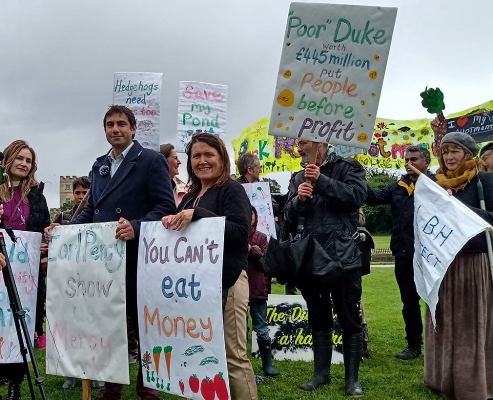 Isleworth Councillors Salman Shaheen and Sue Sampson at protest outside Syon House (credit: Cllr Salman Shaheen).