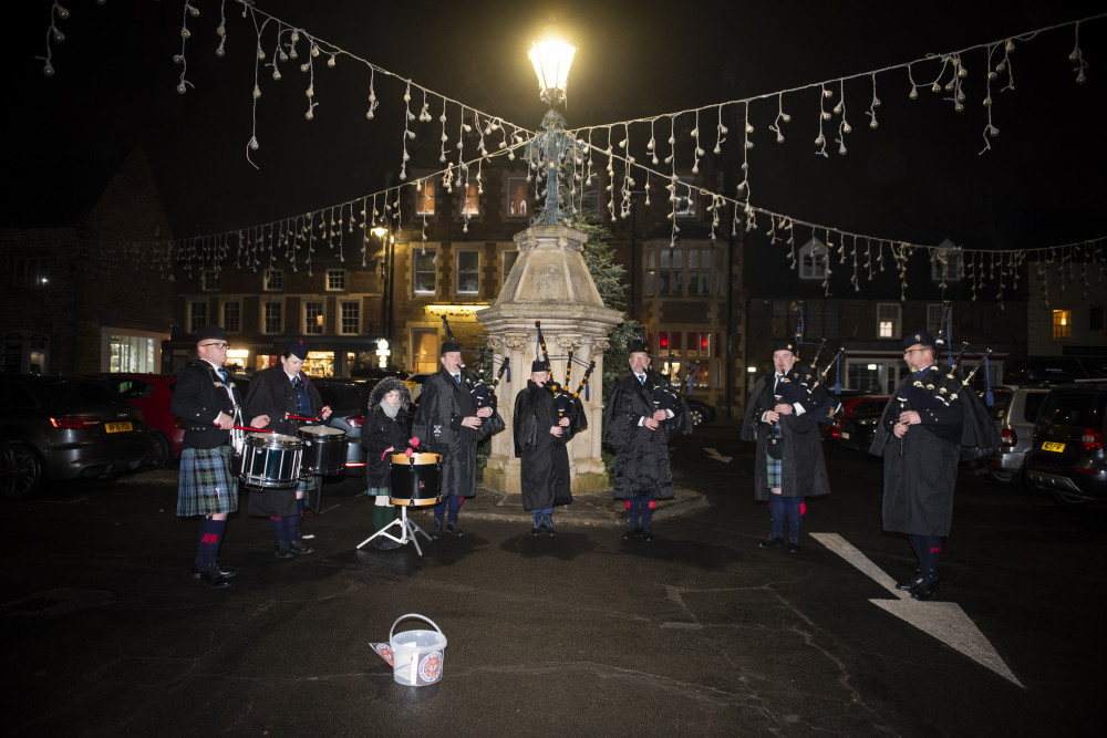 The RATE Pipe and Drum Band performed in Uppingham. Image credit: LDRS. 