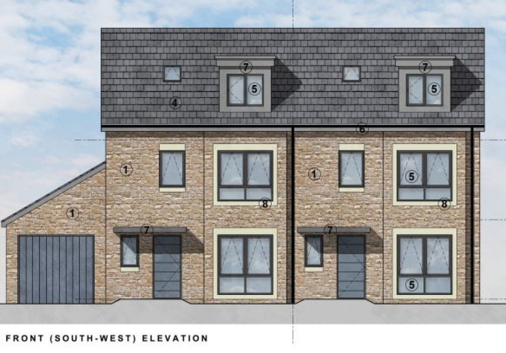 An extract from the plans for two homes at Keyford in Frome 