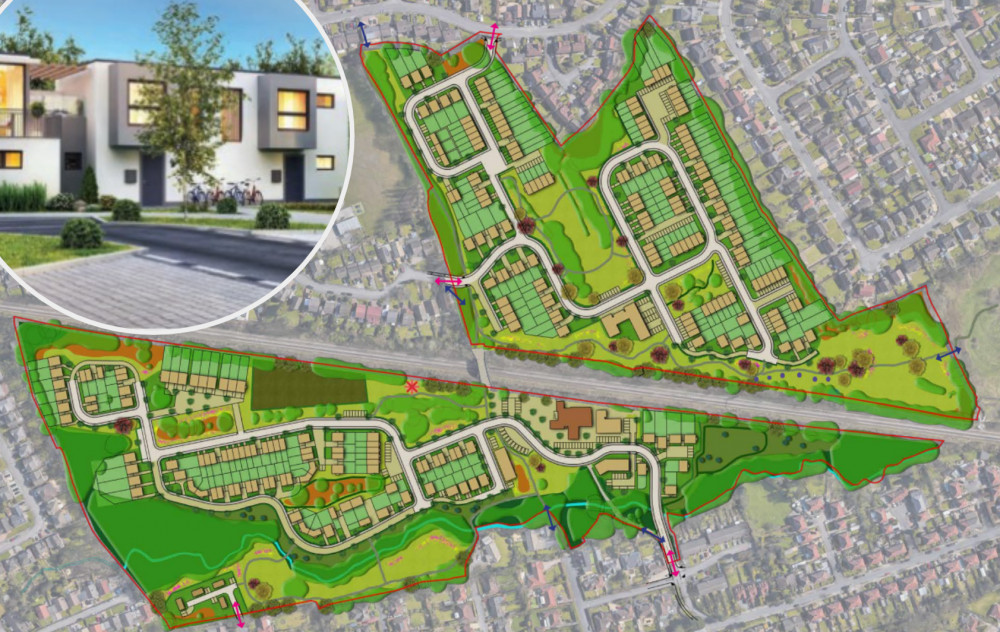 The develop would convert the former Gatley golf club course into nearly 300 new homes - the clubhouse would remain to be converted to a 'community hub' (Images - Hollins Strategic Land [top left] and via planning document)