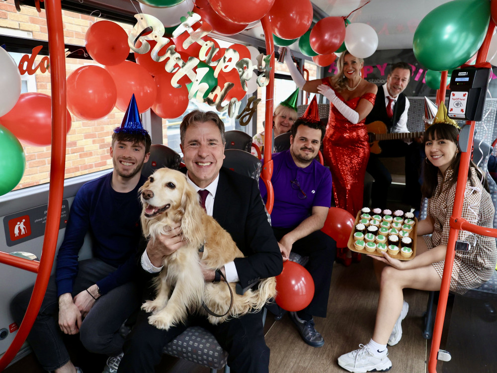 Metro Mayor Dan Norris at the West of England\'s launch of the birthday bus scheme (Image: West of England) - free to use for all partners