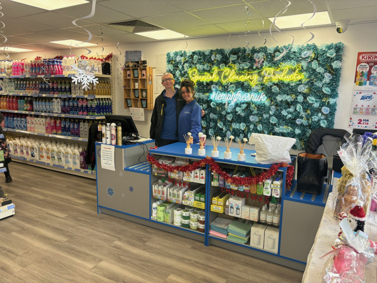 Staff members John and Sarah bring a local touch to the new store in Corringham. 