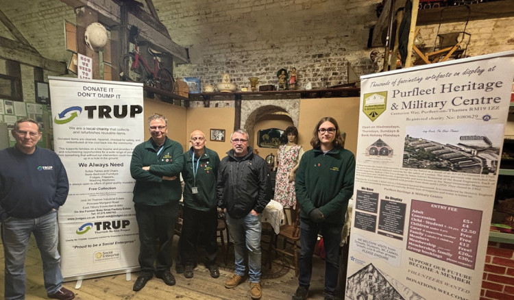 Team members from TRUP and the Purfleet Heritage Centre stand by the new exhibition. 