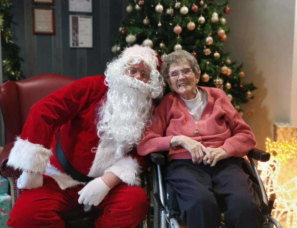 Belong resident, Dorothy Plant, met Santa at the Newcastle-under-Lyme care village (Belong).