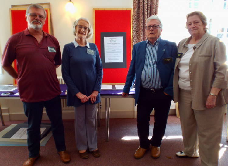 Apologist Jan Byrne  (far right) with Gordon McLeod (far left) with Hadleigh Society members Picture: Nub News)