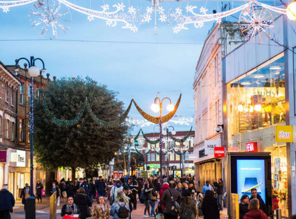 Christmas lights in Clarence Street, Kingston - many shops here are looking for sales assistants (Image: InKingston)