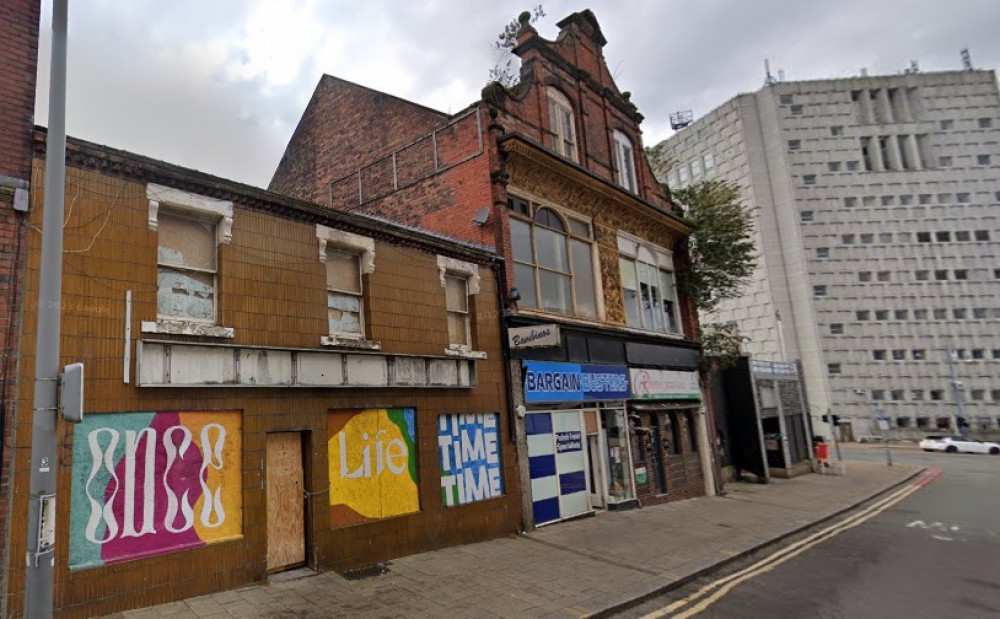 A row of buildings on Pall Mall, Hanley, could form 12 one-bedroom apartments if plans are approved (Google).