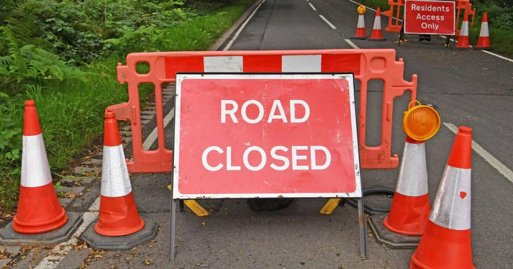 Urgent road closure on B3153 near Street for flood damage repairs